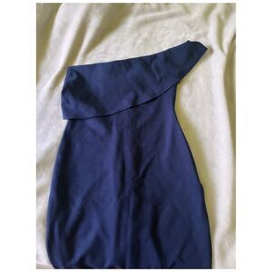 [gianni bini] navy kara one shoulder dress